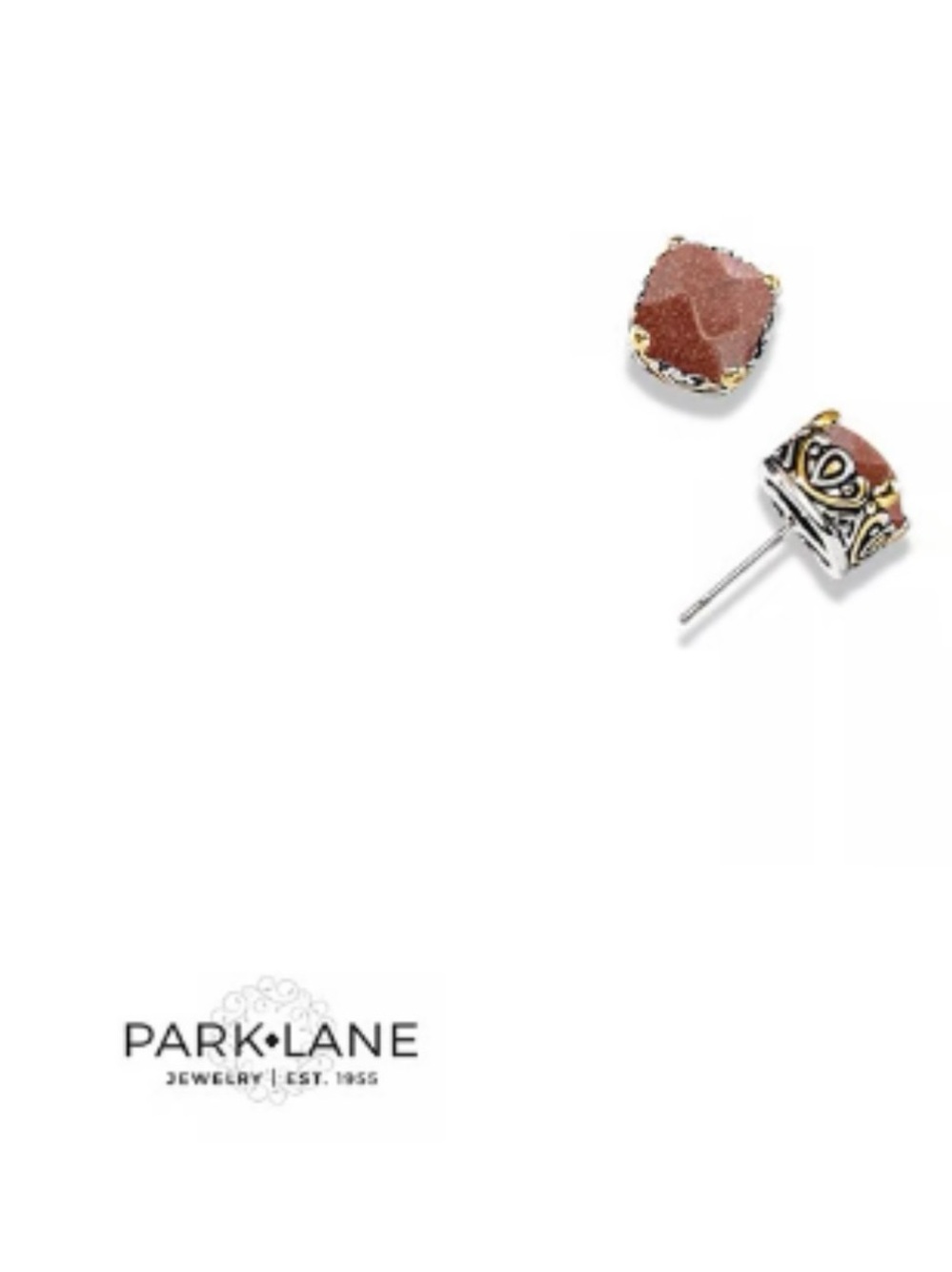 Park Lane Limited Edition Caramel Baby Stud Earrings in Silver-and-Gold Setting - Picture 2 of 7